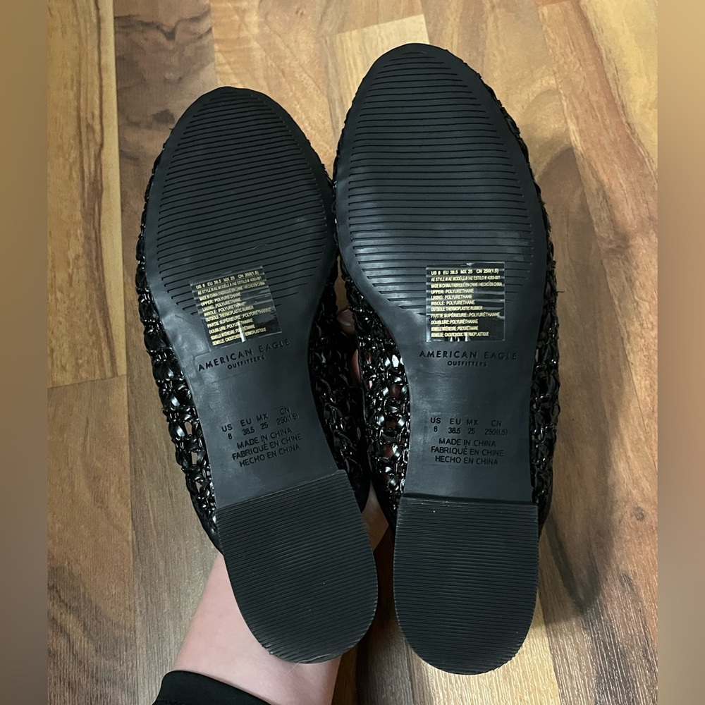 NWOT American Eagle Slip On Black Woven Mules - Picture 8 of 8